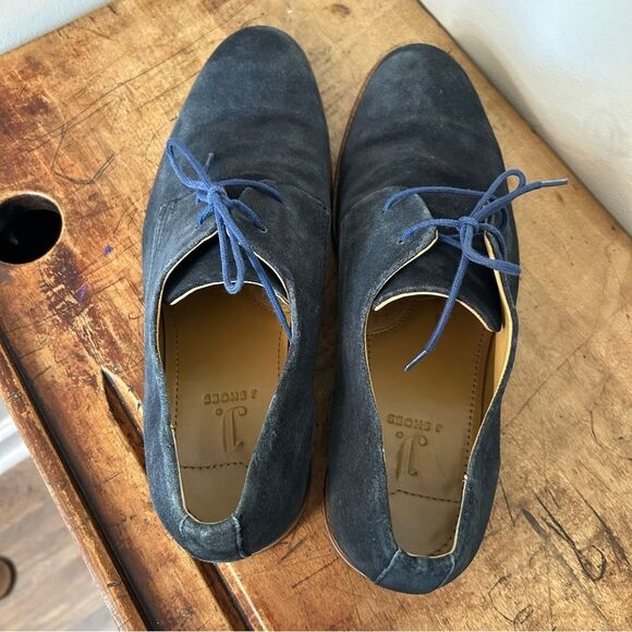 J. Shoes Dark Blue Suede Oxford Dress Shoes Men's 10.5 good preworn condition - Picture 8 of 12